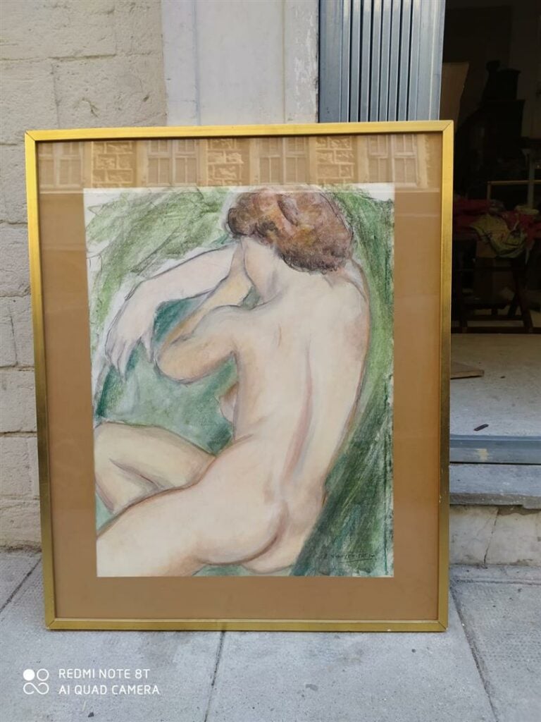 Jeanie NGUYEN TAT DU (Vietnam et France, 1944-) - Nu féminin lové - Pastel sur…