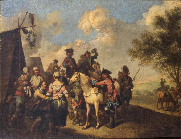 Johann Konrad SEEKATZ (Grünstadt 1719 - Darmstadt 1768) - Le repos des cavalier…