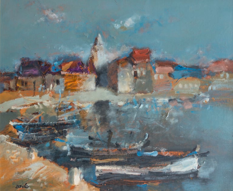 Jordi BONAS (1937-2017) - Marine, noel 1984 - Huile sur toile, signée en bas a…