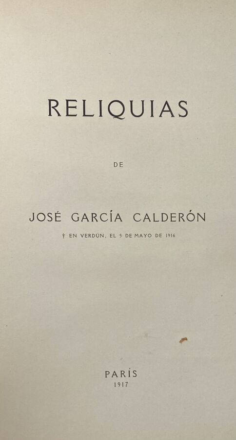 Jose Garcia Calderon - Reliquias - P,1917 - In-8 demi-chagrin