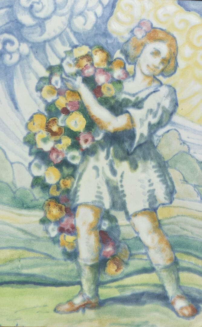 Josep Jordi GUARDIOLA (1869-1950) - Plaque en porcelaine émaillée en polychromi…