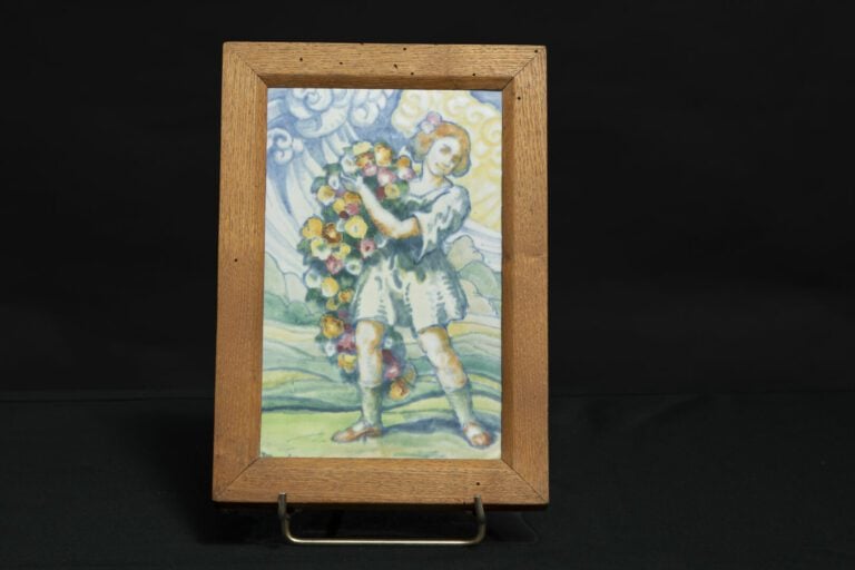 Josep Jordi GUARDIOLA (1869-1950) - Plaque en porcelaine émaillée en polychromi…