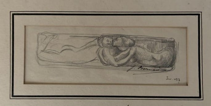 Joseph BERNARD (1864-1933) - Le couple, Etude pour un bas-relief, - Dessin au c…