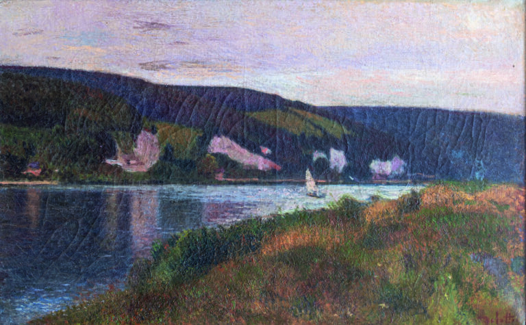 Joseph DELATTRE (1858-1912) - Paysage de Seine - Huile sur toile, signée en bas…