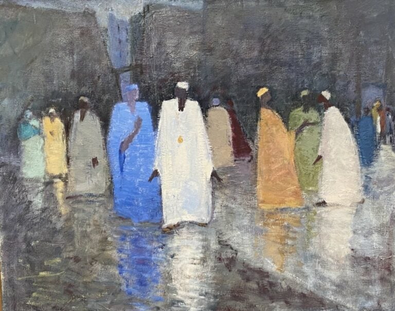 Journée grise ( berbères) - Huile sur toile, - 73 x 92 cm
