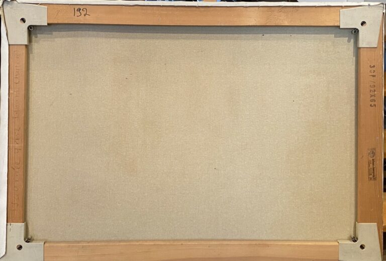 Journée grise - Huile sur toile, signée en bas à droite, titrée au dos - 65 x 9…