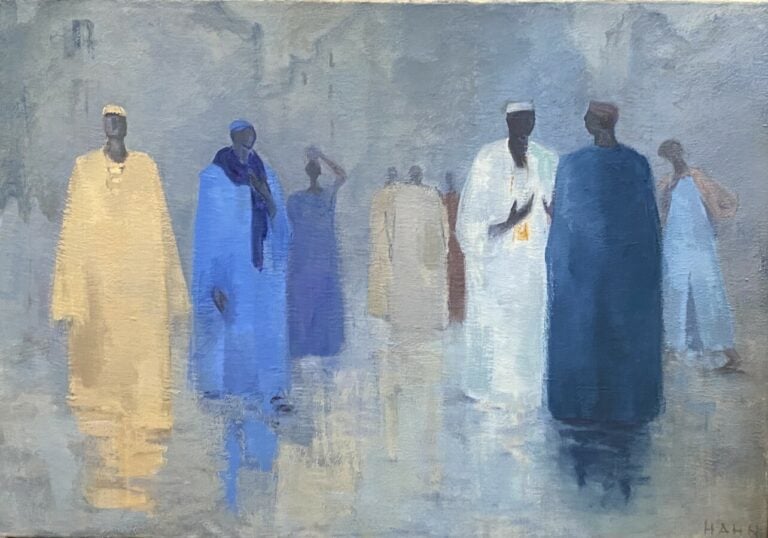 Journée grise - Huile sur toile, signée en bas à droite, titrée au dos - 65 x 9…