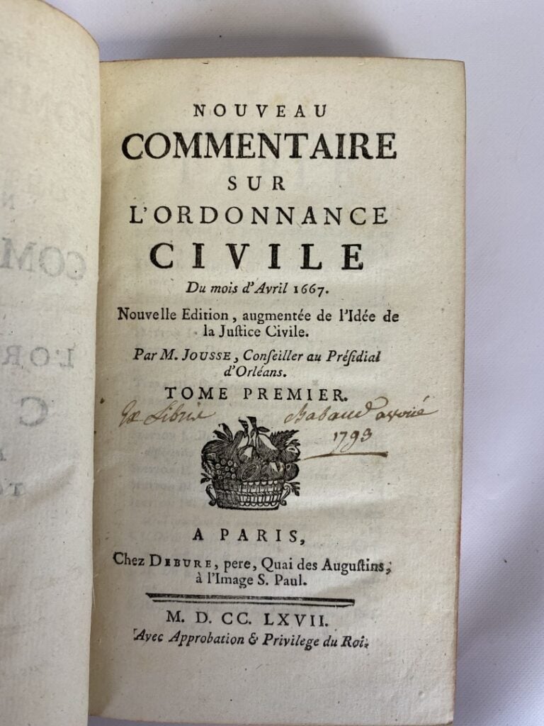 JOUSSE (Daniel)] - Nouveau commentaire sur l'ordonnance civile du mois d'avril…