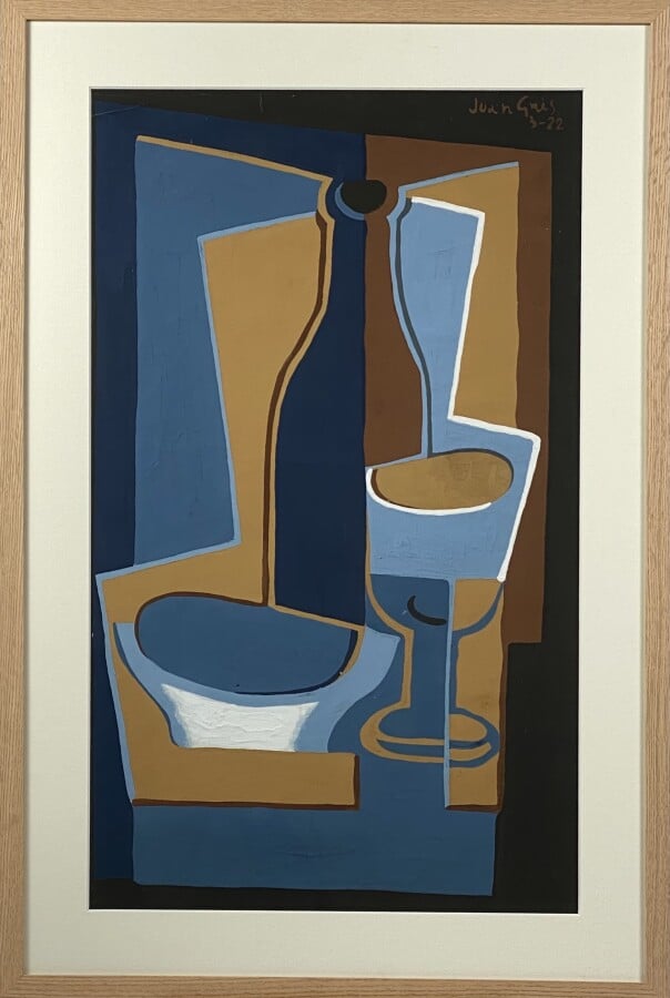 Juan GRIS (1887-1927) - La bouteille, 1922 - Pôchoir en couleurs, signé et daté…