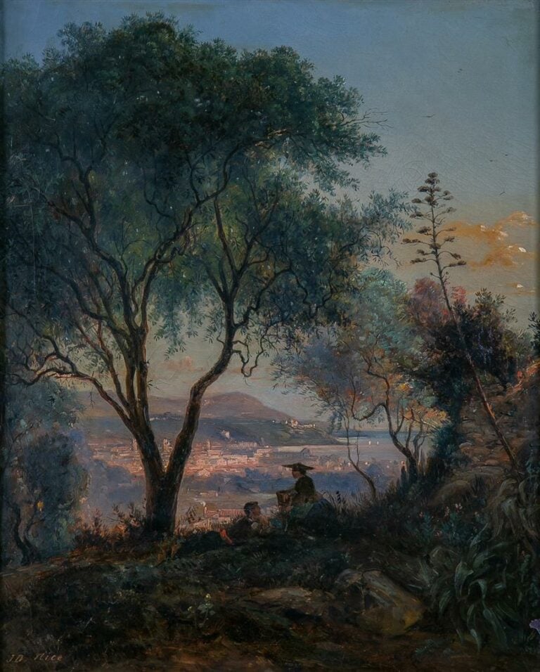 Jules DEFER (1803-1902). - Vue de Nice depuis les Baumettes - Huile sur toile,…