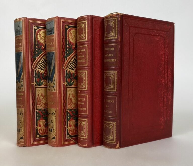 Jules Verne - Sphinx,César Cascabel,Tour du Monde,Antifer - hetzel - 4 vol in-4…