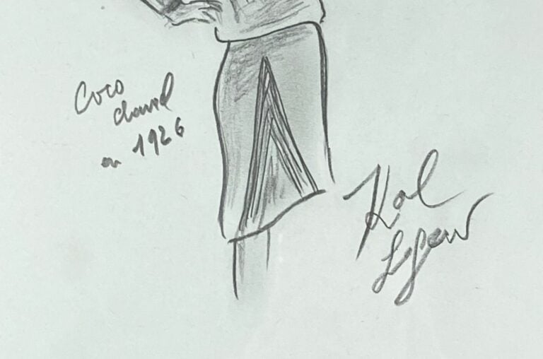 Karl LAGERFELD (1938-2019) - Coco Chanel en 1926 - Dessin de mode au crayon sur…