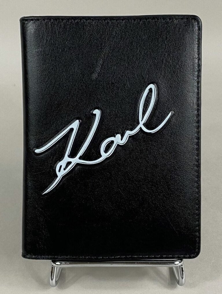Karl LAGERFELD - Portefeuille en cuir noir à compartiments - 14 x 10.5 cm - (pe…