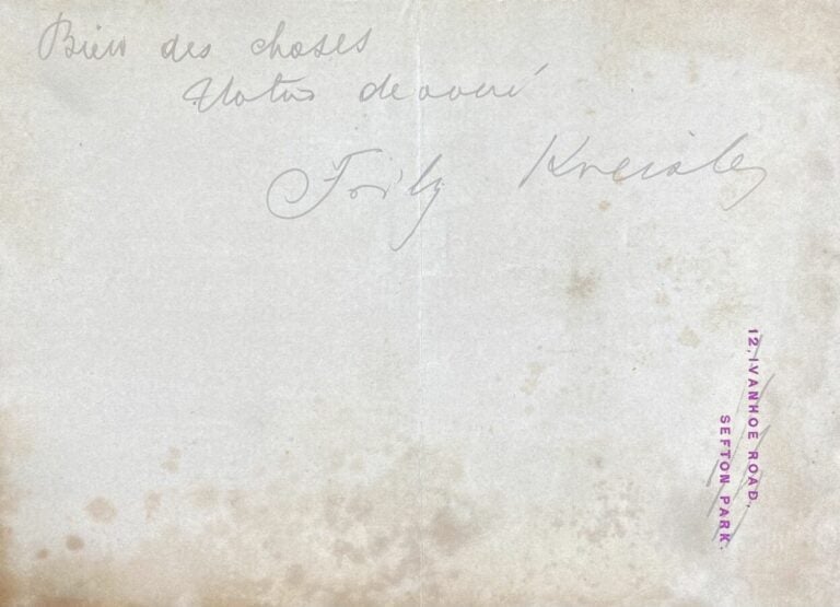 Kreisler, Fritz L.a.s. - Lettre de 1910 adressée à monsieur Pardo.