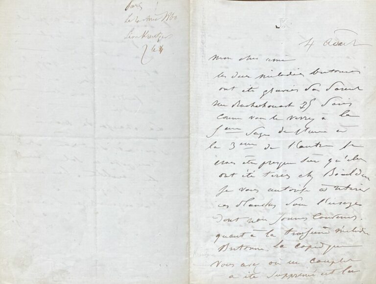 Kreutzer, Léon L.a.s. - Longue lettre faisant référence à Boieldieu.