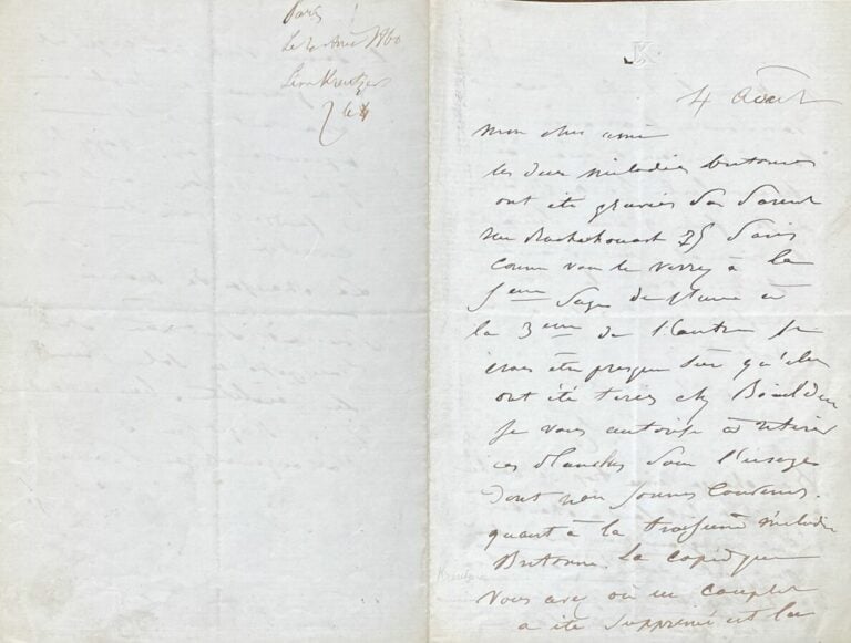 Kreutzer, Léon L.a.s. - Longue lettre faisant référence à Boieldieu.