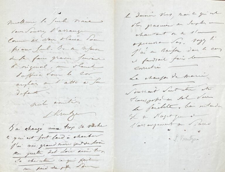 Kreutzer, Léon L.a.s. - Longue lettre faisant référence à Boieldieu.
