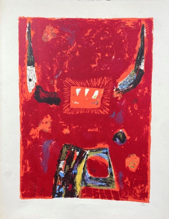 Kumi SUGAI (1919 - 1996 ) - Red devil, 1955 (Lambert 1) - Lithographie couleurs…