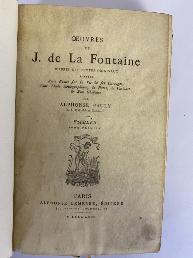 LA FONTAINE (Jean, de) - Oeuvres de J. de La Fontaine, suivies d'une notice sur…