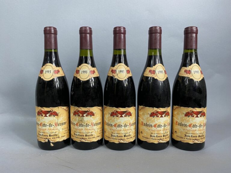 Ladoix Côte de Beaune - Lot de cinq bouteilles, 1991 et 1993 - (en l'état)
