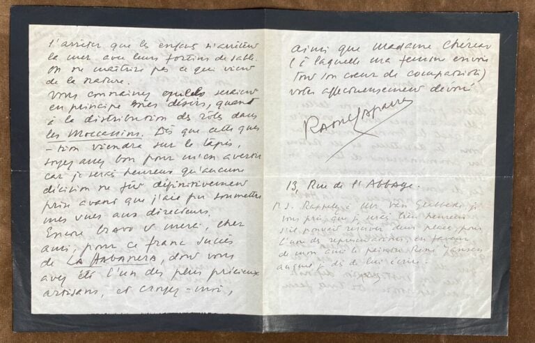 Laparra, Raoul L.a.s. - Lettre à Chérau.