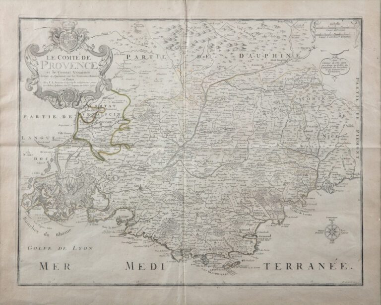 Le comté de Provence. - Carte datée 1772. - Eau-Forte encadrée. - 50x62 cm