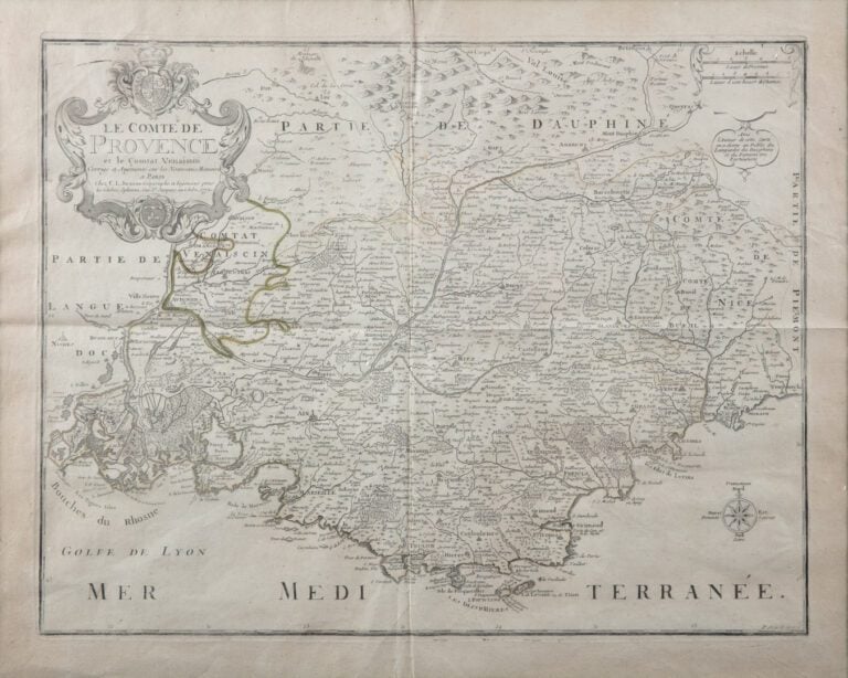 Le comté de Provence. - Carte datée 1772. - Eau-Forte encadrée. - 50x62 cm