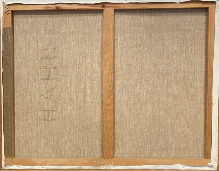 Le cyprès - Huile sur toile, signée en bas à droite, contresignée et titrée au…