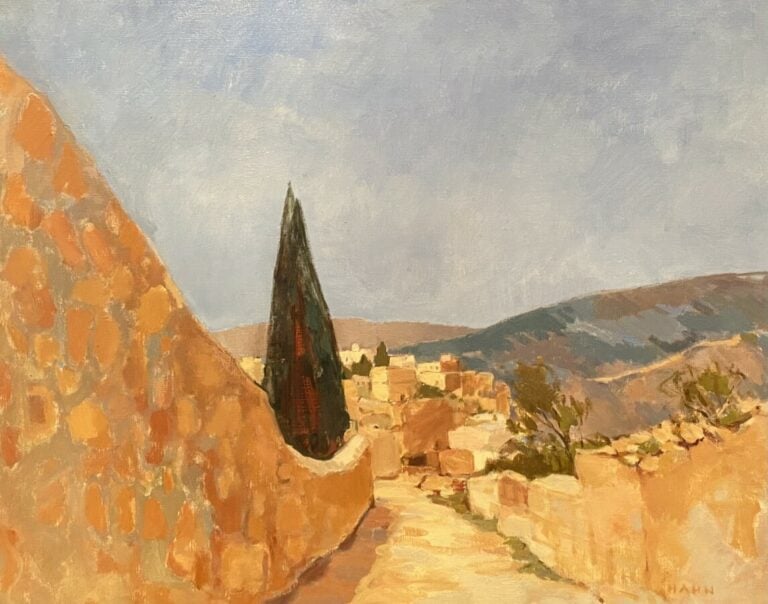 Le cyprès - Huile sur toile, signée en bas à droite, contresignée et titrée au…