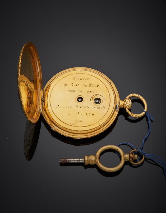 LE ROY & Fils - Petite MONTRE de POCHE en or jaune (750‰) entièrement ciselé de…