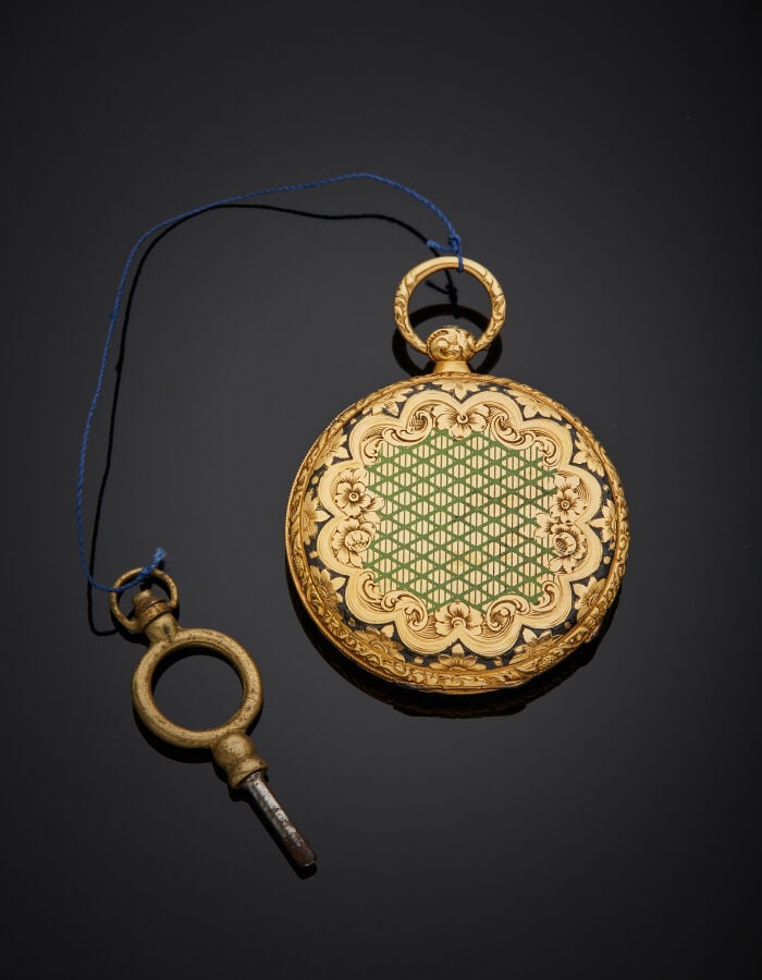 LE ROY & Fils - Petite MONTRE de POCHE en or jaune (750‰) entièrement ciselé de…
