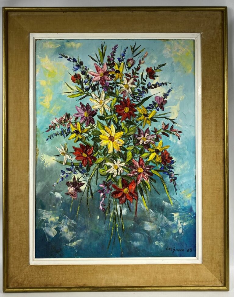 LECHAIRE (XXe siècle)? - Nature morte aux fleurs - Huile sur toile, signée en b…