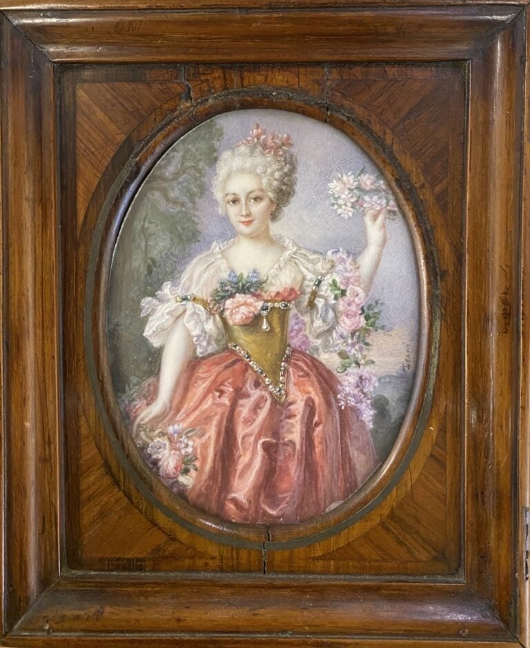 LENOIR (XIX-XXèmes siècles). - Deux portraits de dames, dans le goût anglais -…