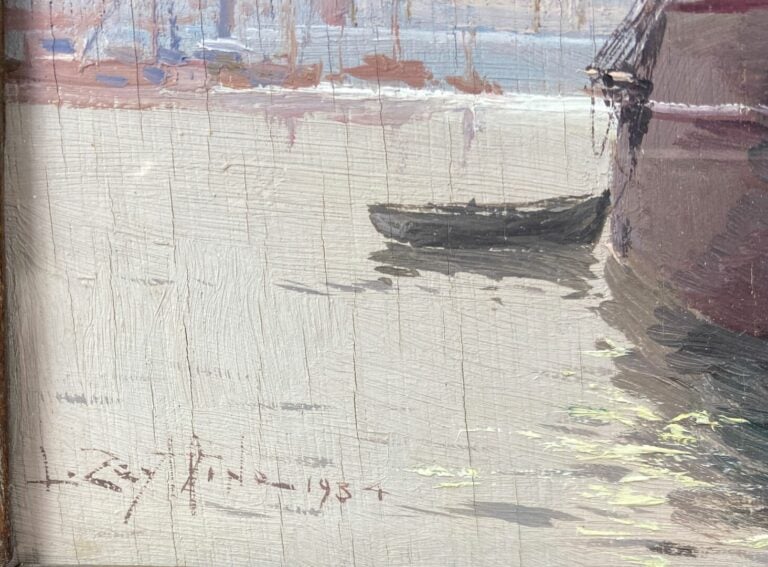 Léon ZEYTLINE (1885-1962) - Le port de Lorient, Bassin du commerce - Petite hui…