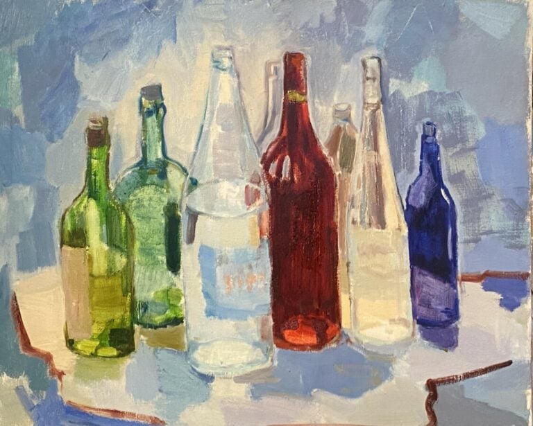 Les bouteilles - Huile sur toile - 54 x 73 cm
