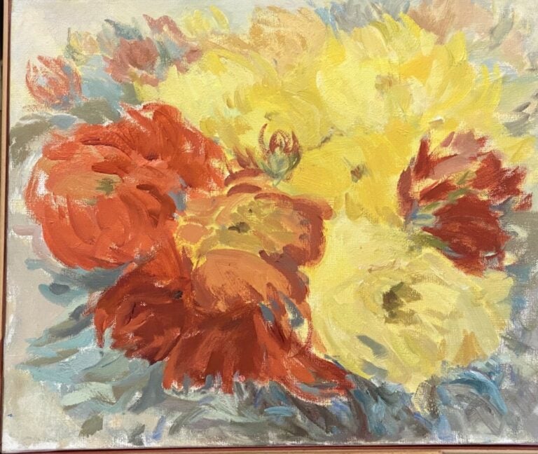 Les fleurs ; le port ; nature morte aux légumes ; paysage - Quatre huile sur to…