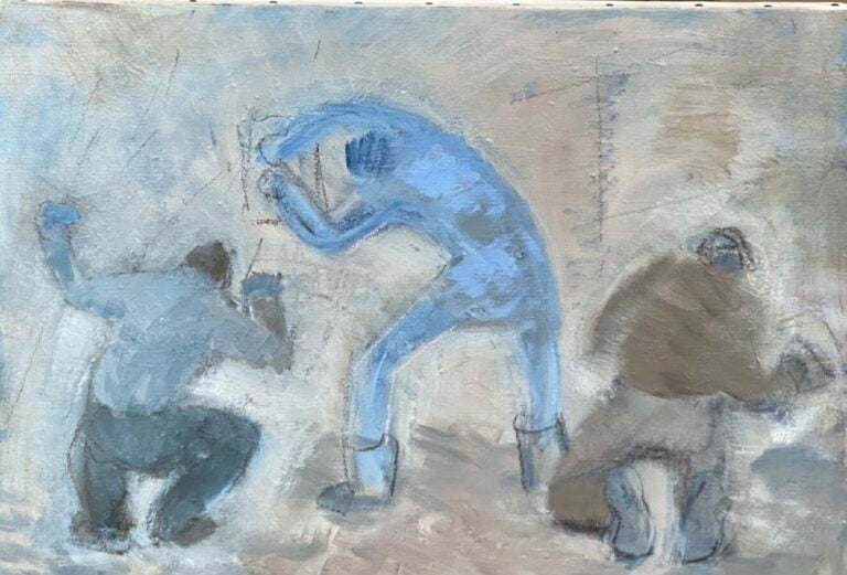 Les maçons - Huile sur toile - 46 x 65 cm