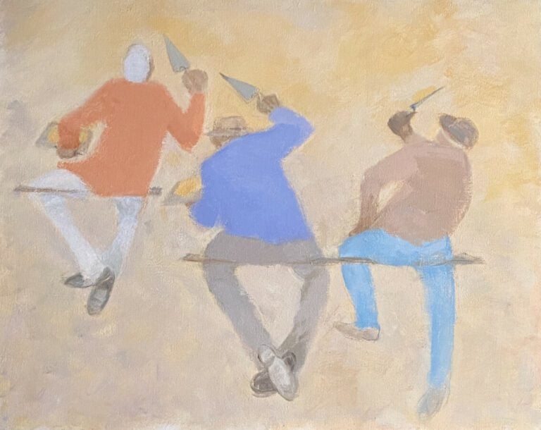 Les maçons - Huile sur toile - 73 x 92 cm
