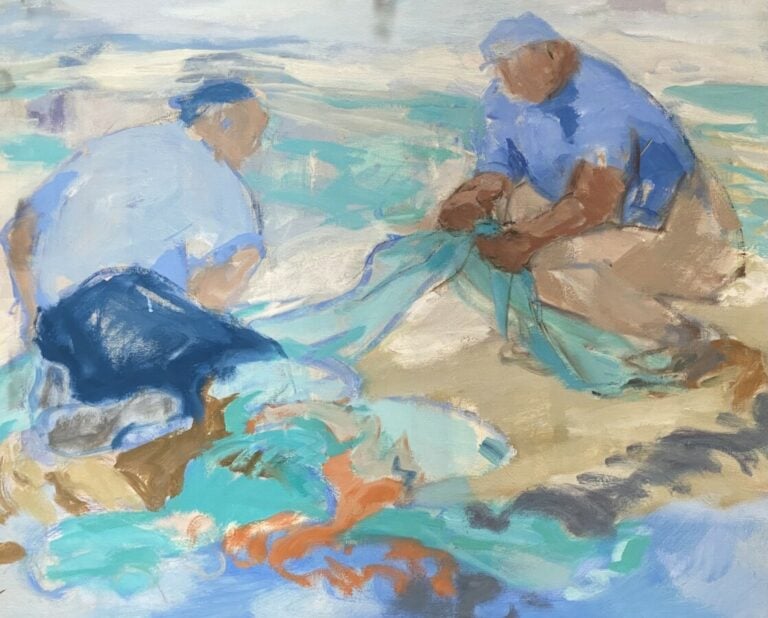 Les remailleurs - Huile sur toile - 54 x 65 cm