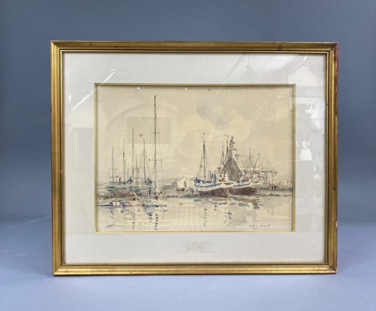 L'HOSTIS Guy (Paimpol, 1945) - Escale à Camaret - Aquarelle - Signée en bas à g…