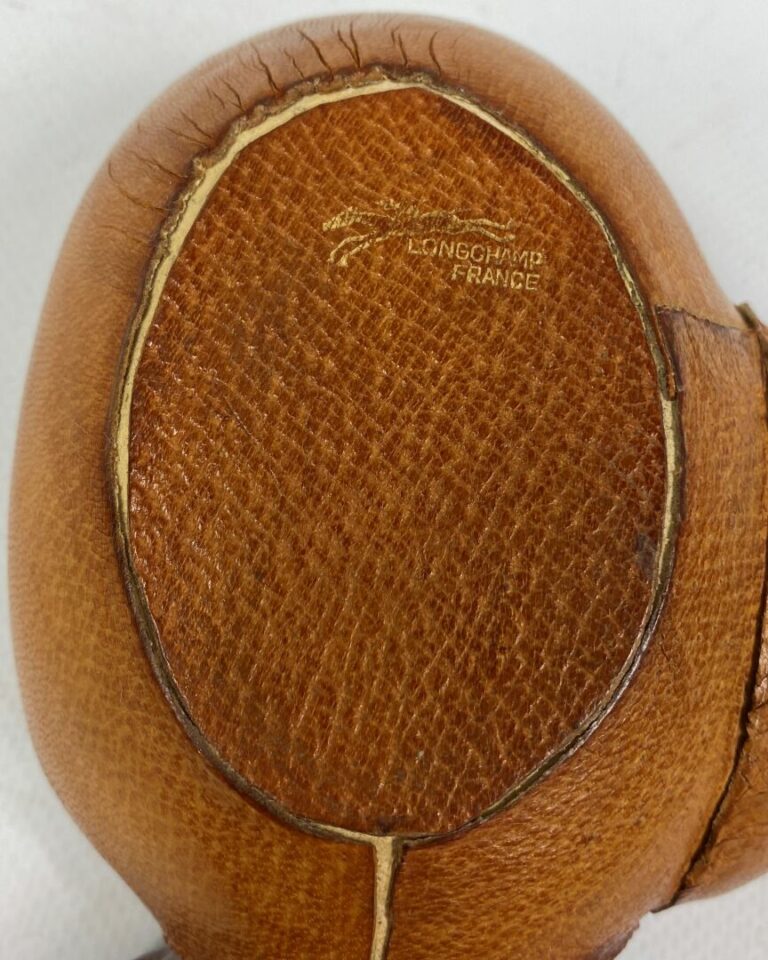LONGCHAMP - Cendrier Gant de boxe en céramique marron gainée de cuir naturel