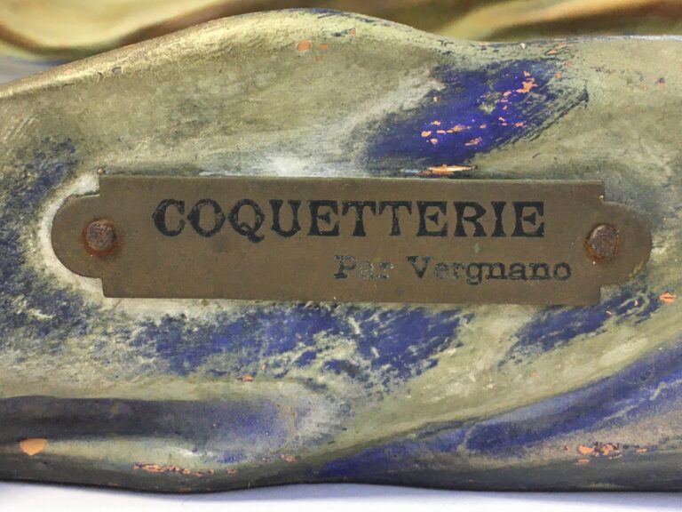 Lorenzo VERGNANO (1850-1910). - Coquetterie - Sculpture en terre cuite polychro…