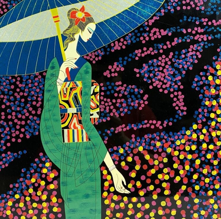 Lot comprenant deux pièces encadrées asiatiques dont une reproduction de Mai Th…