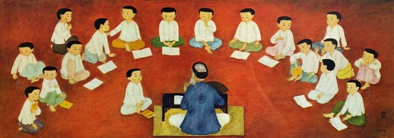 Lot comprenant deux pièces encadrées asiatiques dont une reproduction de Mai Th…