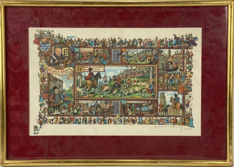 Lot comprenant procédé sur toile, pièces encadrées et huile sur toile, paysage…