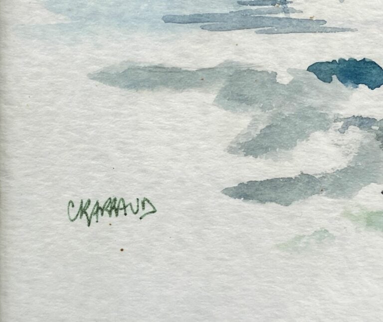 Lot comprenant une eau-forte en couleurs Bateau et deux aquarelles Bord de mer…
