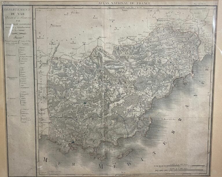 Lot comprenant une gravure "Département du Var" (avant 1860), une gravure en co…