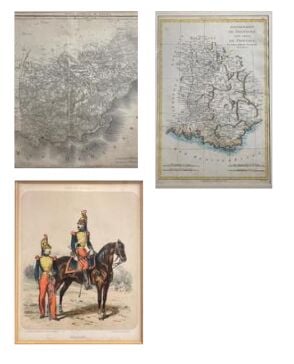 Lot comprenant une gravure "Département du Var" (avant 1860), une gravure en co…