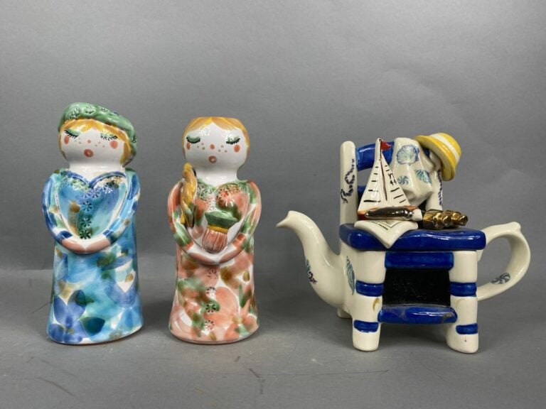 Lot de céramiques diverses dont céramiques de VALLAURIS, personnages, chats ...…