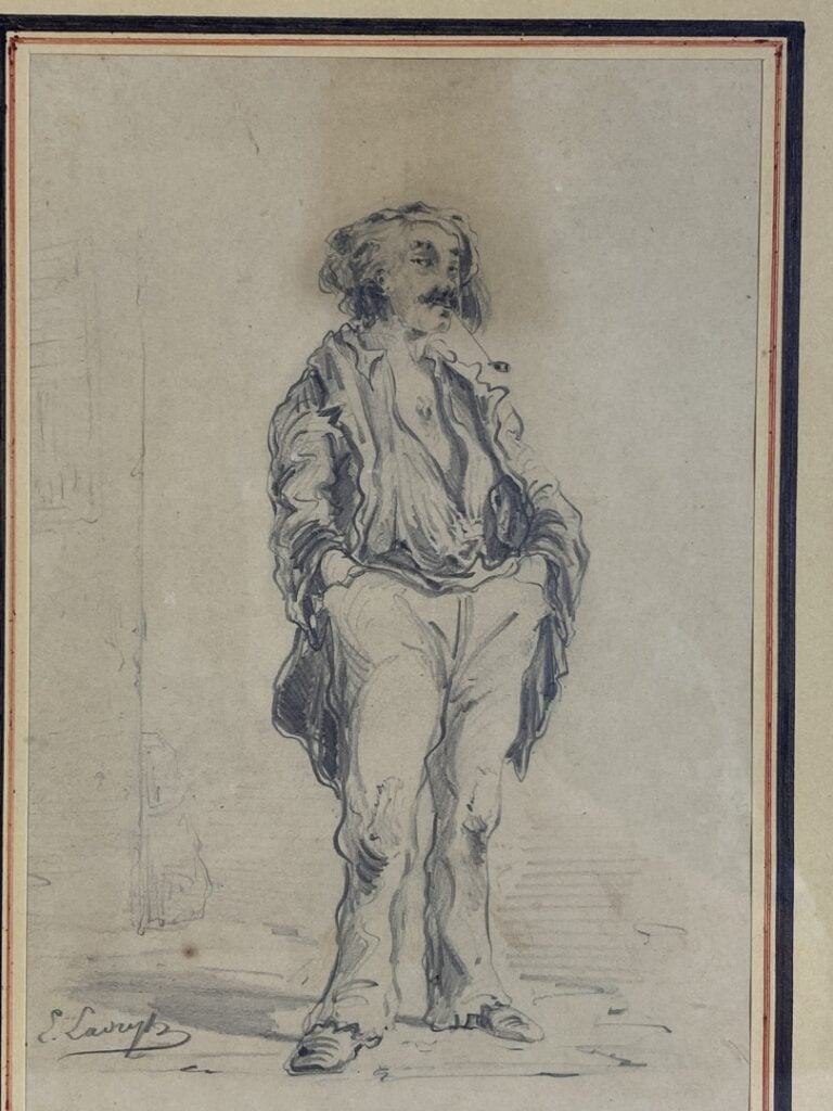 Lot de deux dessins encadrés sous verre: - Ecole du XIXe, portrait d'enfant de…